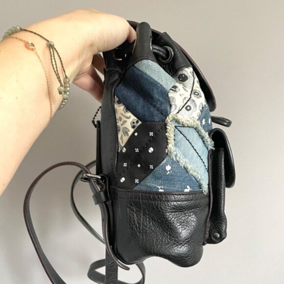 Coach Canyon Quilt Denim Patchwork Turnlock Rucksack Backpack - Picture 5 of 16